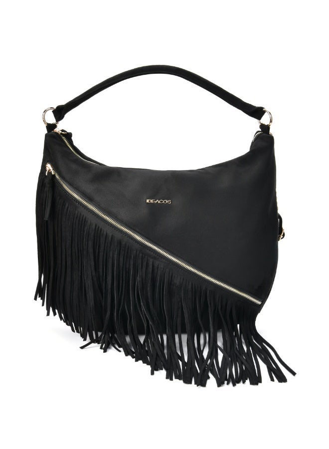 Women's Handbags & Shoulder Bags Faux Suede Fringe Hobo Bag - Convertible Shoulder & Crossbody Bag for Women, Large Capacity Fashion Handbag with Adjustable Strap, Ideal as Gift for Women, Perfect for Dating, Shopping & Everyday Use Fits iPad - Image 2